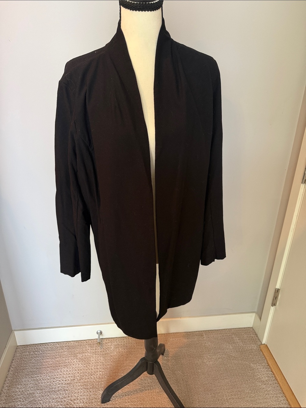 Black Open-Front Women's Cardigan Jacket